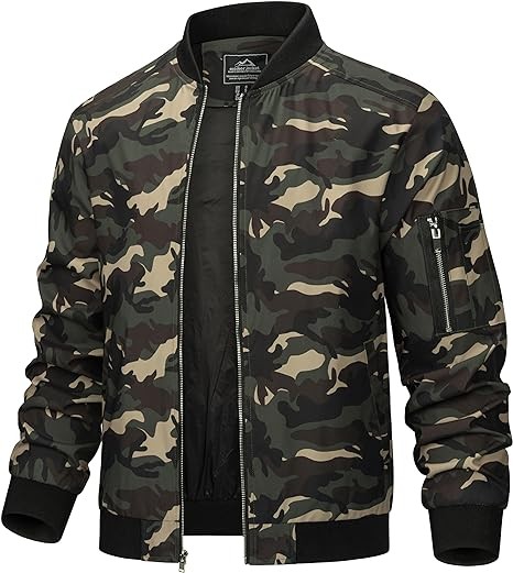 TACVASEN Men's Bomber Jacket Lightweight Casual Spring Fall Windbreaker Zip Up Coat with Pocket