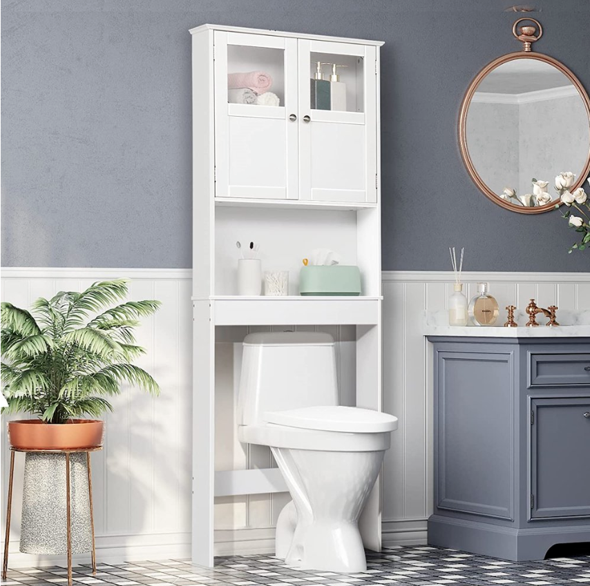 Zimtown Toilet Bathroom Cabinet Storage Space Saver, 8.66 In, White