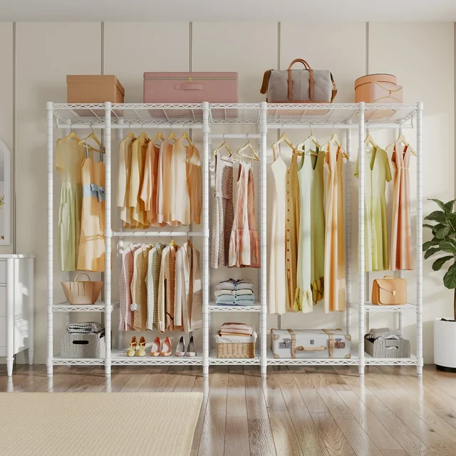 VIPEK V50i Extra Large Portable Closet Rack Bedroom Armoire Freestanding Wardrobe Closet, Heavy Duty Clothes Rack Multi-Functional Metal Clothing Rack, Max Load 1300lbs, White