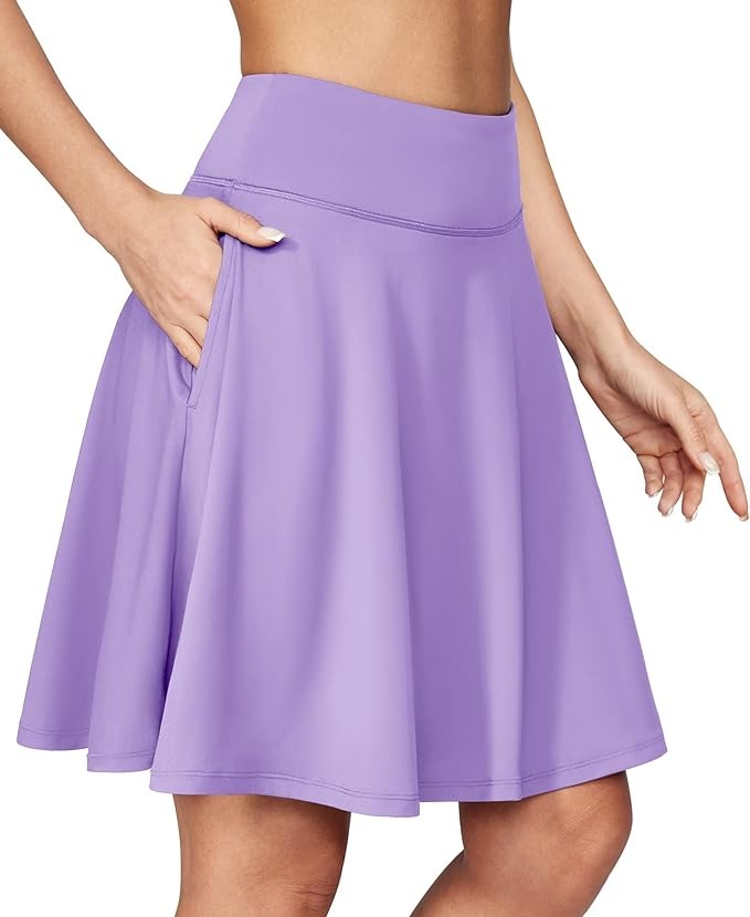 IUGA 20" Knee Length Skorts Skirts for Women with Pockets Tennis Skirt High Waisted Golf Skirts for Women Casual Athletic