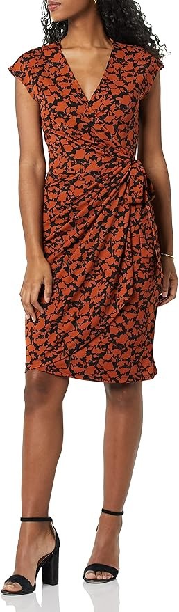 Amazon Essentials Women's Classic Cap Sleeve Wrap Dress (Available in Plus Size)