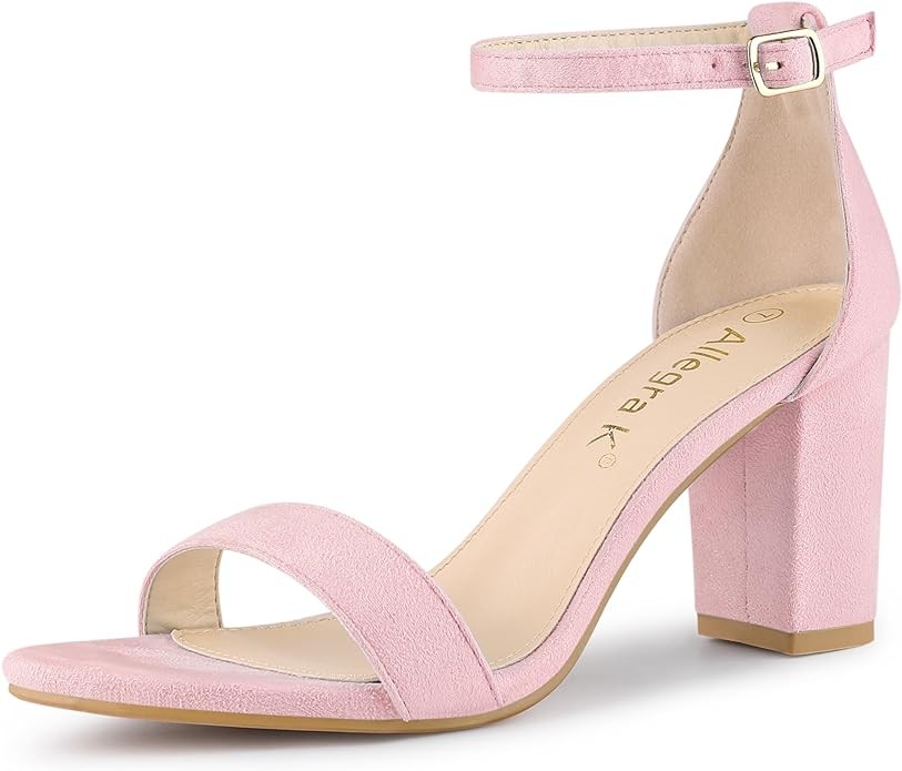 Allegra K Women's Buckle Ankle Strap High Chunky Heels Sandals